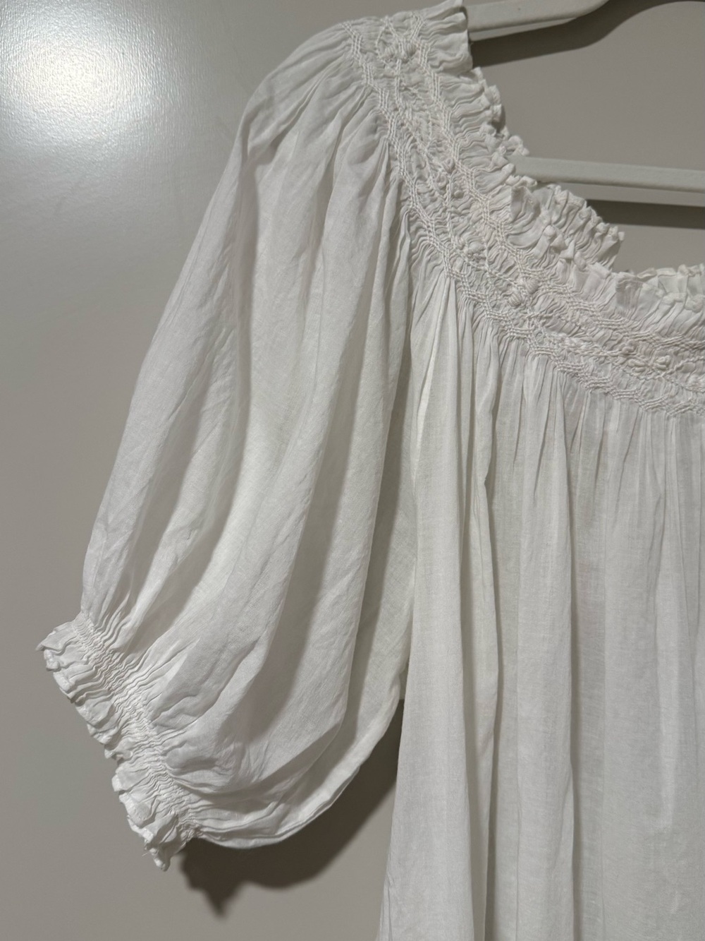 Doen White Smocked Peasant dress - XS